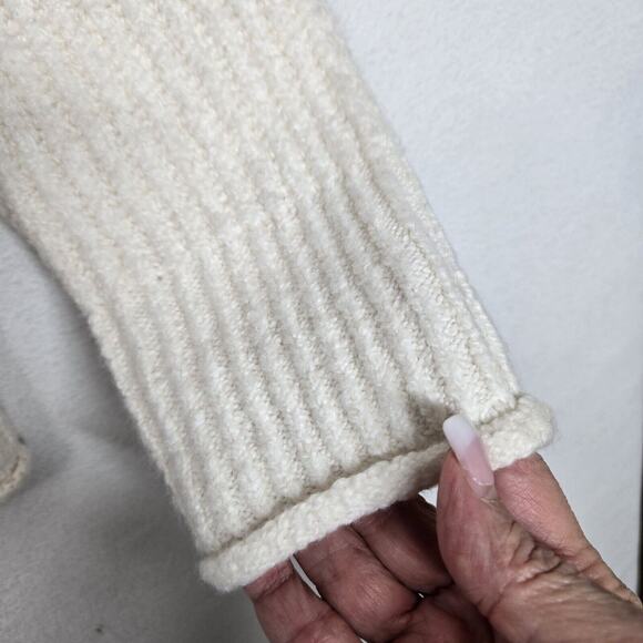Rachel Roy Ribbed Sweater Sz XL Ivory Mock Neck Long Sleeve Soft Cozy Stretch - Picture 5 of 13